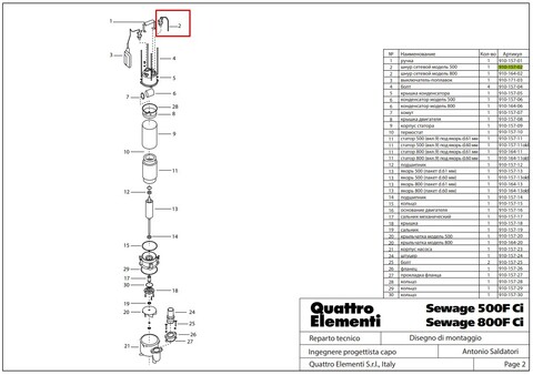 Шнур сетевой QUATTRO ELEMENTI Sewage 500F Ci (910-157-02)