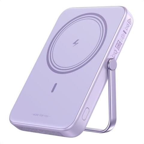 Беспроводная зарядка портативная UGREEN PB572 (45328) UNO 10000 Mini Magnetic Wireless Robot 20W с держателем, фиолетовый