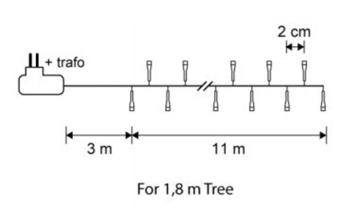 Гирлянда Luca Lighting мультиколор (550 ламп, длина гирлянды 1100 см) для ёлки 185 см