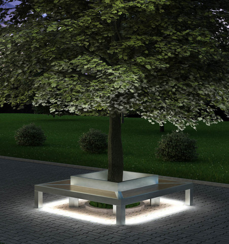 Bench CITY with lights / quadrangular