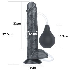 Черный фаллоимитатор-гигант с грушей 11 Squirt Extreme Dildo - 27,5 см. - 