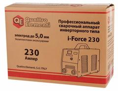 Аппарат электродной сварки, инвертор QUATTRO ELEMENTI i-FORCE 230 (230A, ПВ 60%, до 5 мм, Дисплей, TIG-Lift, работа от 170В) ПРОФИ