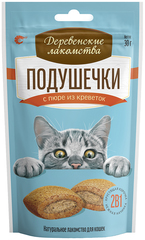 Деревенские лакомства для кошек Подушечки с пюре из креветок, 30г