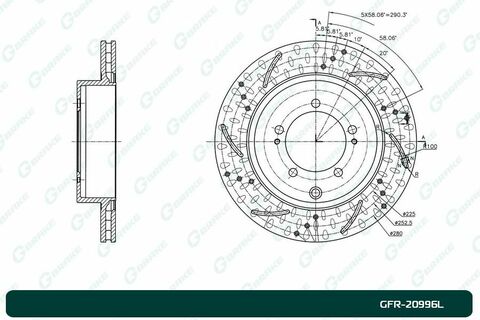Диск тормозной перфорированный вентилируемый G-brake GFR-20996L левый