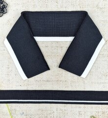 Комплект воротник ш. 7 см, д. 45,5 см + подвяз ш. 3 см, д. 130 см, чёрный с белым