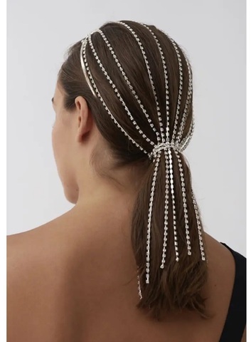 Ободок однорядный для волос из кристаллов с длинными подвесками