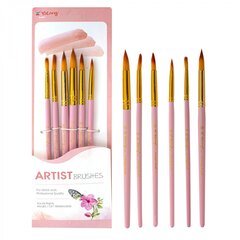 
          Набор кистей Yalong, 6 шт, нейлон, круглые №2, №4, №6, №8, №10, №12, деревянная ручка, блистер, европодвес, ассорти