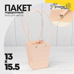 
          Пакет подарочный 15.5х13х9.5см Ваза для цветов "Квадраты" (Персиковый)
