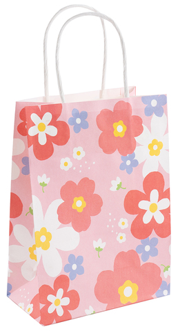 Пакет подарочный S вертикальный, Крафт, Цветочное настроение, Дизайн №1, 15*21*8 см (Д*В*Ш)