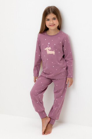 пижама  для девочки  К 1637/темная орхидея,сердечки и колокольчики