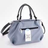 Сумка Саломея 607 гладкий серо-голубой + черный