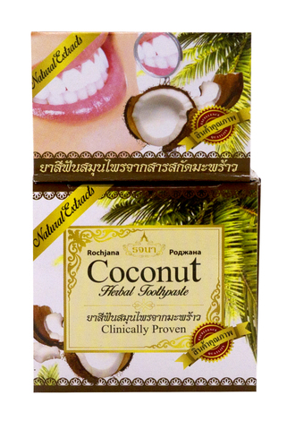 Зубная паста с экстрактом кокоса Rochjana Coconut Herbal Toothpaste, 30 гр