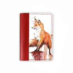 Обложка на паспорт комбинированная "Лисичка", красная
