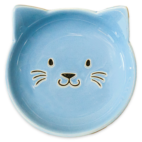 КерамикАрт блюдце керамическое Мордочка кошки 80 мл (Голубая)