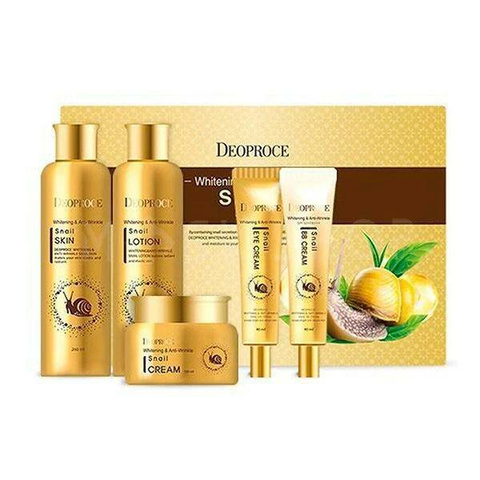 Deoproce White Snail Набор улиточный уходовый Deoproce Whitening And Anti-Wrinkle Snail 5 Set