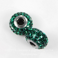 80201 Бусина Сваровски BeCharmed Pave Emerald 15х9 мм