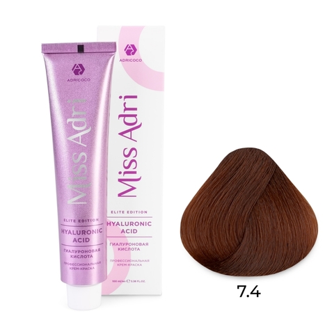 Крем-краска для волос Miss Adri Elite Edition, оттенок 7.4 Блонд медный, ADRICOCO, 100 мл