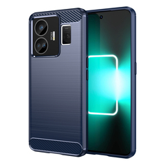 Чехол синего цвета с дизайном в стиле карбон на смартфон Realme GT3, серия Carbon от Caseport