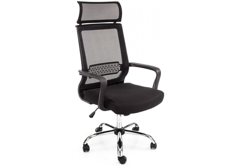 Офисное кресло для персонала и руководителя Компьютерное Lion черное 65*65*121 Хромированный металл /Черный