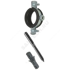 Хомут крепежный сталь оц с резиновой прокладкой Дн 47-51 (1 1/2") М8 в/к винт-шуруп, дюбель 3020 Strongman 3020.048A