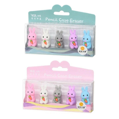 Ластик насадка на карандаш Basir, фигурный, серия "Заяц", объемный цветной корпус в виде зайчиков