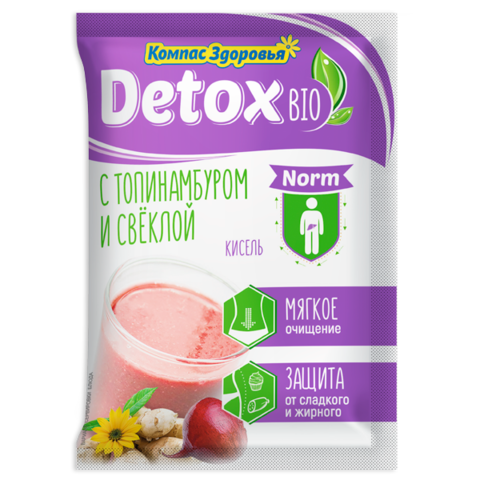 Кисель овсяно-льняной заварной на фруктозе с топинамбуром и свёклой Detox, Компас Здоровья, 25 г