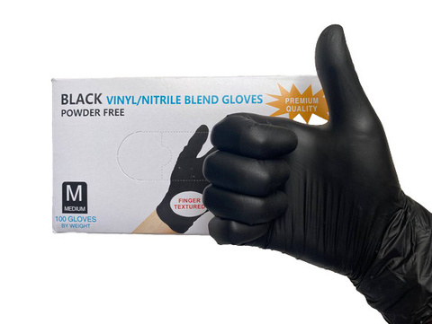 Перчатки Wally Plastic нитровиниловые, черные, 50 пар, М