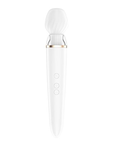 Белый вибромассажер Satisfyer Double Wand-er со сменными насадками - Satisfyer 4001791