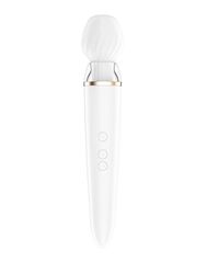 Белый вибромассажер Satisfyer Double Wand-er со сменными насадками - 