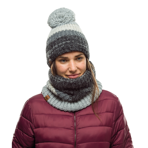 Шапка вязаная с флисом Buff Hat Knitted Polar Alina Grey фото 2