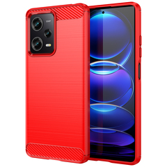 Чехол красного цвета в стиле карбон для смартфона Xiaomi Redmi Note 12 Pro и POCO X5 Pro 5G, серия Carbon от Caseport