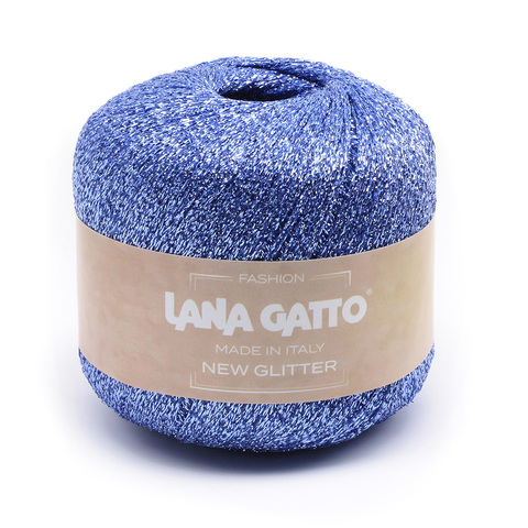 Пряжа Lana Gatto New Glitter 08590 т.голубой (уп.10 мотков)