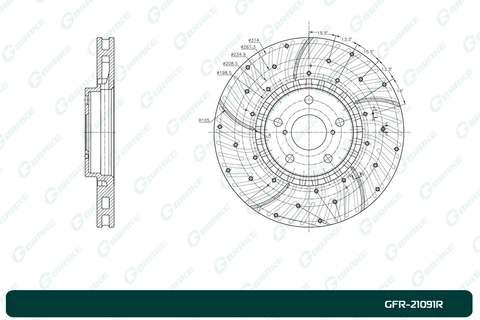 Диск тормозной перфорированный вентилируемый G-brake GFR-21091R правый