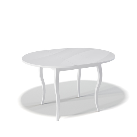 Стол для кухни и гостиной Kenner 1000C кухонный (обеденный), раздвижной, стеклянный, белый матовый 100*75*100(130)