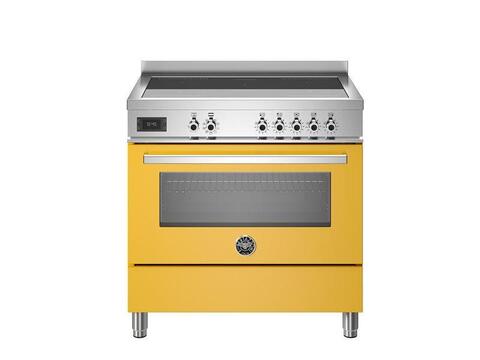 Варочный центр Bertazzoni, 5 индукционных зон, многофункциональный электрический шкаф, 90 см Желтый глянец