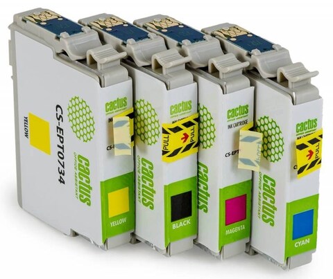 Картридж струйный Cactus CS-EPT0735 T0735 черный, голубой, пурпурный, желтый набор (45.6мл) для Epson Stylus С79, C110, СХ3900, CX4900