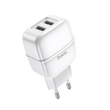 Комплект СЗУ (адаптер на 2 USB + кабель USB на Lightning) Hoco C77A (Белый) Сетевое зарядное устройство