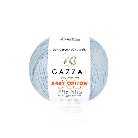 Пряжа Gazzal Baby Cotton XL 3429 нежно-голубой