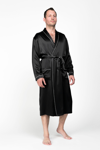 Мужской  халат из натурального щелка Luxe Dream черный