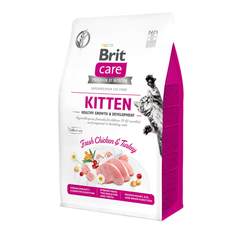 Brit Care Cat GF Kitten Healthy Growth & Development для котят, берем. и кормящих кошек 400г