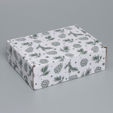 Коробка сборная одиночная Прямоугольник, «Шишки», 27*21*9 см