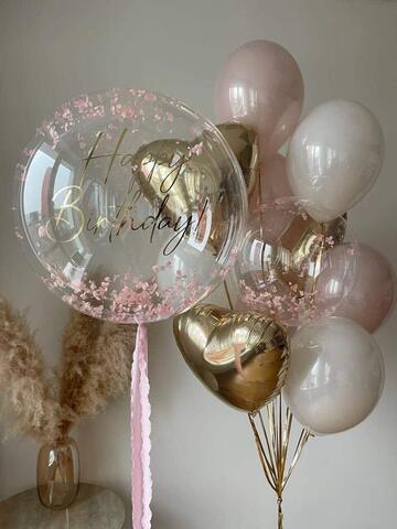 Набор из шаров баблс с конфетти гортензия нежно-розовый Новосибирск | Wonderball-project.ru