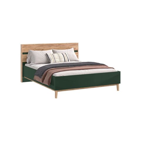 Кровать Кельн 1,6м (ортопед дерево) (Изумрудный, Дуб Крафт )