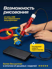 3D ручка Myriwell RP100C с пластиком и трафаретами, версия 2026 с возможностью работы с 3-мя видами пластика