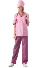 Костюм "СОФИЯ" женский: куртка, брюки, колпак тёмно-розовый со сливовым