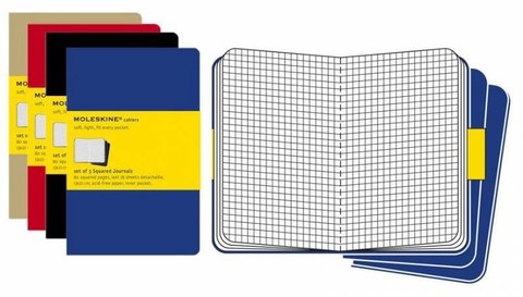 Набор 3 блокнота Moleskine Cahier Journal Large, цвет бежевый, в клетку