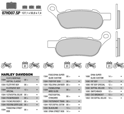 07HD07SP колодки тормозные МОТО (FDB2251)