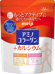 Коллаген с глюкозамином, кальцием, витамином D и C, Meiji Amino Collagen, 98 г