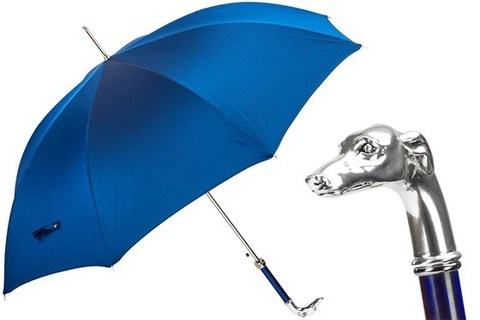 Зонт-трость Pasotti Blue Umbrella, Silver Greyhound, Италия (арт.478 Oxf-8 W39PB).