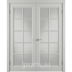Купить Двустворчатая дверь эмаль VFD Glanta Cotton серая остеклённая
